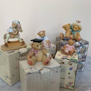 Collection of five Cherished Teddy figurines.